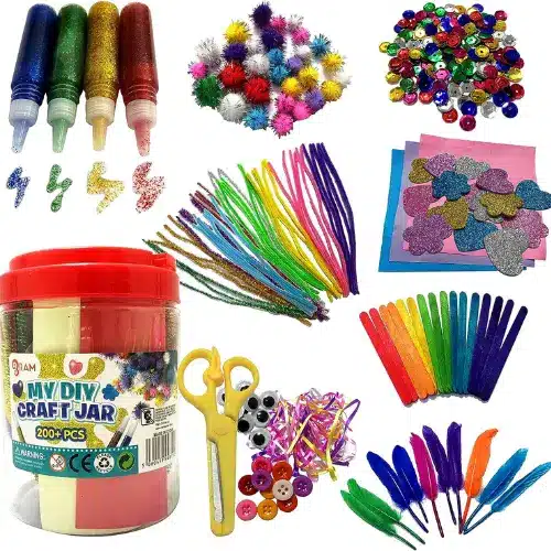 Get Creative with our Giant 200-Piece Kids Craft Art DIY Jar - Perfect Crafting Toy Set